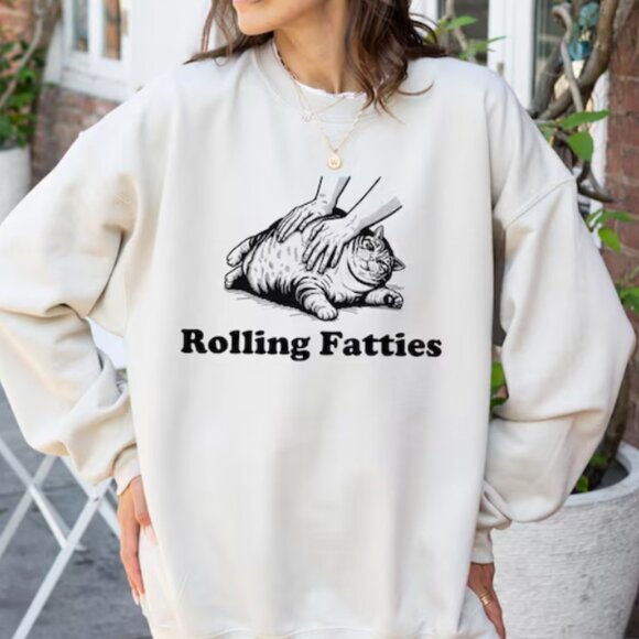 Rolling Fatties Cat T-Shirt, Funny Cat Graphic Shirt (READ DESCRIPTION) - Picture 1 of 1